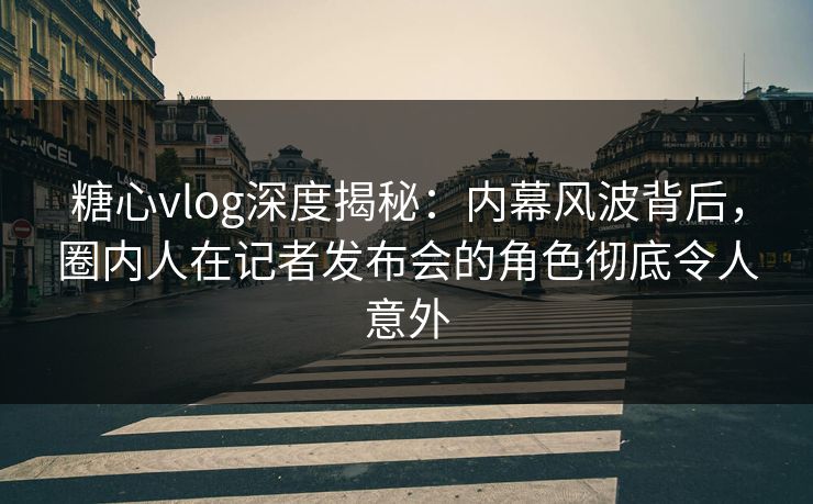 糖心vlog深度揭秘：内幕风波背后，圈内人在记者发布会的角色彻底令人意外