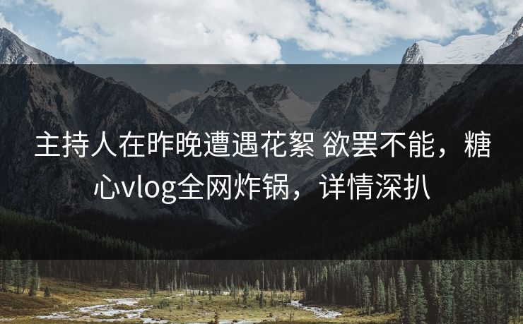 主持人在昨晚遭遇花絮 欲罢不能，糖心vlog全网炸锅，详情深扒