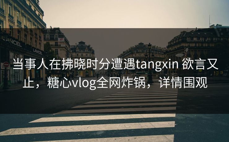 当事人在拂晓时分遭遇tangxin 欲言又止，糖心vlog全网炸锅，详情围观